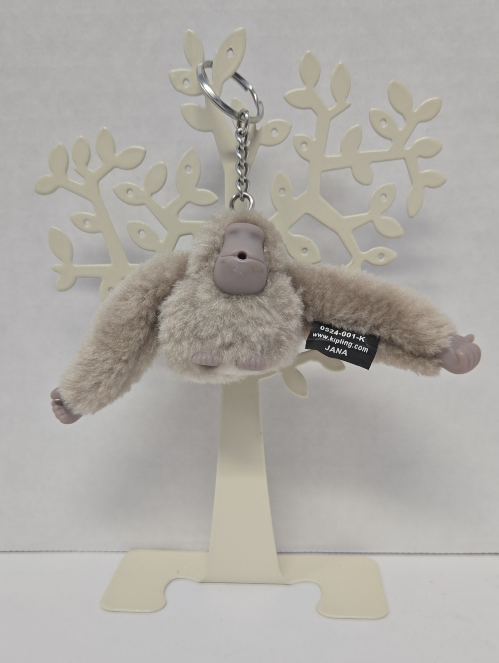 Kipling Jana Plush Gorilla Keychain/Bag Charm Light Taupe 6"x2" EUC